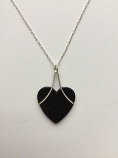 Heart Necklace with Silver and Ebony or Pau Brasil. Gift for Wife, Mom, girlfriend, daughter Deep Red Color, Argentium Silver, Gifts For Grandparents, Exeter, Gift For Wife, Office Gifts, Jet Black, Silver Wire, Deep Red