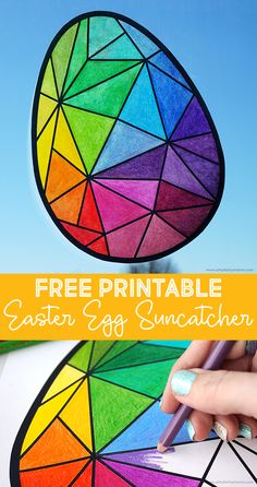 an egg is shown with the words free printable easter egg suncath