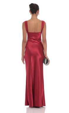 Designed in Los Angeles- Maxi Length- Zipper closure- Unlined- Made in satin fabric- Hand wash coldModel is wearing a size small that measures 57in/145cm in length Slight modifications might be made to improve garment quality.Handling the garments with care, hand-washing and air-drying is strongly recommended. Elegant Red Satin Dress For Cocktail, Red Satin Maxi Dress For Formal Occasions, Red Fitted Satin Maxi Dress, Red Silk Satin Dress For Formal Occasions, Red Satin Dress For Formal Occasions, Chic Red Satin Dress For Formal Occasions, Formal Red Satin Dress, Fitted Satin Evening Dress With Lining, Red Fitted Satin Dress For Formal Occasions