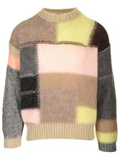 Multicolored wool and mohair crewneck sweater by Magliano Multicolor Mohair Sweater With Crew Neck, Multicolor Mohair Crew Neck Sweater, Versace Designer, Best Wallet, Cool Ties, Knitwear Men, Scarf Jewelry, Wallet Bag, Shirt Skirt