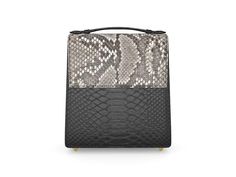 Combination Black & Natural Python Box Handbag - Zelli Handbags Ostrich Handbags, Alligator Handbags, Luxurious Aesthetic, Tan Body, Brown Box, Designer Totes, Leather Conditioner, Hip Bag, Luxury Style