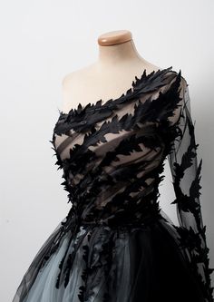 Black Ball Gown Wedding Dress, Muslim Prom Dress, Wedding Dresses Tulle, Affordable Evening Dresses, Black Ball Gown, One Shoulder Prom Dress, Dresses Tulle, Affordable Dresses, Applique Dress