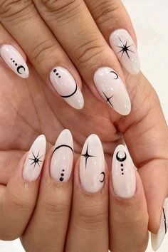 Nails popular celestial Witch Nails, Boho Nails, Witchy Nails, Hippie Nails, Moon Nails, Blue Nail, Black Nail, Star Nails, Minimalist Nails