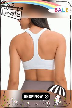 White Y Back Push-up Sports Vest Bra White High Stretch Sports Bra For Light Sports, White Sports Bra For Low-impact Activities, White High Stretch Racerback Activewear, White High Stretch Sports Bra With Go-dry Technology, White High Stretch Go-dry Sports Bra, White High Stretch Sports Bra, White High Stretch Sporty Sports Bra, White High-stretch Sports Bra, Sporty High Stretch White Sports Bra