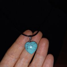 This Is A Blue Heart Necklace. This Has Look Of Turquoise. Trendy Blue Heart-shaped Jewelry, Casual Blue Jewelry With Heart Beads, Trendy Blue Heart Pendant Jewelry, Trendy Blue Heart Pendant Necklace, Blue Heart Necklace, Blue Heart, Heart Necklace, Color Blue, Women Jewelry