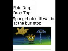 an advertisement for spongebob and the bus stop is shown in this advert