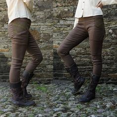 COMBAT LINEN LEGGINGS Brown Tweed Trouser/leggings - Etsy Pagan Clothing, Tweed Trousers, High Waist Trousers, Trouser Design, Green Tweed, Trousers Casual, Yoga Legging, Brown Tweed, Legging Outfits