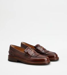 Woman BROWN Loafers in Leather XXW97K0IC70SHA35S003 | Tods Timeless Calf Leather Tassel Loafers For Work, Timeless Tassel Loafers In Calf Leather For Work, Luxury Loafers With Stitched Sole For Office, Timeless Calf Leather Moccasins With Brogue Detailing, Timeless Calf Leather Loafers For Semi-formal Occasions, Luxury Wingtip Loafers For Work, Timeless Office Loafers With Brogue Detailing, Timeless Semi-formal Calf Leather Loafers, Elegant Monk Strap Shoes For Work With Stitched Sole