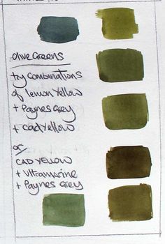 the different shades of green paint are shown in this drawing sheet, which shows how to use