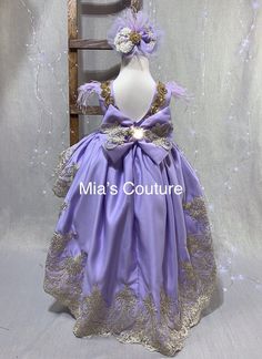 Can Be Customized To Your Liking . Please Feel Free To Contact Us Directly For Further Questions. Thank You ! - Hair Bow Included - Princess Lavender Gown For Party, Princess Style Lavender Party Gown, Princess Style Lavender Gown For Party, Lavender Princess Dress With Ruffles, Elegant Purple Dress-up Gown, Elegant Purple Gown For Dress-up, Lavender Princess Dress For Wedding, Elegant Purple Tutu Dress For Wedding, Lavender Princess Dress For Dress-up