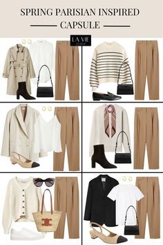 Spring Capsule Outfits 2023, Mix And Match Fashion Style, Mix And Match Capsule Wardrobe, One Piece Clothes Outfits, Mix And Match Office Outfits, Parisian Autumn Outfit, Sandwich Rule Outfit Ideas, French Countryside Style Fashion, Capsule Business Casual Wardrobe