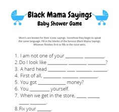 black mama sayings baby shower game