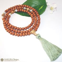 Japa Mala- Wood & Jade Gold Healing Mala With 108 Beads, Gold Mala With 108 Beads For Healing, Spiritual Natural Jewelry For Meditation, Natural Spiritual Jewelry For Meditation, Gold Spiritual Mala For Healing, Gold Hand-strung Mala For Meditation, Bohemian Gold Mala With Gemstone Beads, Gold Mala With 8mm Beads For Meditation, Gold Mala With Round Beads For Healing