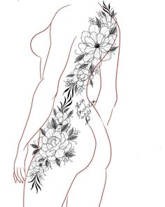 a woman's back with flowers on it