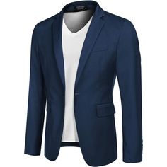 Classic Essential - A Timeless Classic That No Wardrobe Should Be Without, This Sport Coat With One-Button Fastening And A Notched Lapel Collar. Versatile - This Mens Blazers Can Be A Perfect Addition To Almost Any Outfit From Casual To Formal. Great For Parties, Events, Weddings And Fashion Wear Or Casual Use. Functional Pockets - This Men Casual Blazer Features One Welt Pocket At Chest Height And Two Flap Pockets At Waist Height, Easy To Hold Small Items Like Earphone, Wallets, Keys, Coins And Slim Fit Blazer With Notch Lapel And Buttons, Slim Fit Notch Lapel Blazer With Buttons, Slim Fit Single Button Long Sleeve Blazer, Slim Fit Single Button Blazer With Flat Front, Blue Blazer With Suit Collar For Business Casual, Slim Fit Single Button Blazer, Blue Business Casual Blazer With Suit Collar, Blue Blazer For Business Casual, Blue Single Button Outerwear For Office