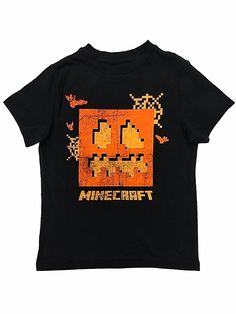 Boys Black Minecraft Halloween T-Shirt Bat Pixel Tee Shirt This awesome black Halloween Minecraft pixel bat t-shirt is sure to be a favorite this season! Boys sizes Made in Cambodia 60%cotton, 40% polyester Payment We accept PayPal as our payment method. Immediate payment is required. If you have any questions about payment, please feel free to contact our customer support team. Return Policy We have a no hassle return policy If you are unhappy with your purchase, please contact us within 14 day Black Graphic T-shirt For Fall, Themed Short Sleeve T-shirt For Fall, Black Cotton T-shirt For Fall, Black Logo Print T-shirt For Fall, Fall Logo Print Short Sleeve T-shirt, Fall Short Sleeve T-shirt With Logo Print, Halloween Black T-shirt With Character Print, Halloween Graphic Design Short Sleeve T-shirt, Halloween Crew Neck T-shirt With Logo Print