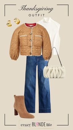 thanksgiving outfit with jeans and boots