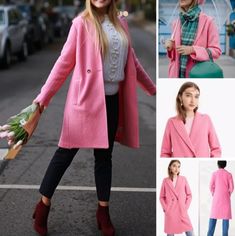 J. Crew Pink Daphne Coat Size: 14 Style: J4864 Msrp: Was $298 Condition: Pre-Owned In Pristine Condition, Just Worn A Few Times Features: Relaxed And Generous Fit, Unlined, Dropped Looser Armholes, Cuffs Can Be Worn Down Or Gently Folded Back, Pockets. See Last Photo * Wool * Dry Clean Only * My Photos Better Represent Actual Color Measurements Are Taken Laid Flat And Are Approximate. Top Of Shoulder To Hem: 37" Armpit To Armpit: 23.25" Under Arm To End Of Sleeve Uncuffed: 15" From A S/F Environ Pink Wool Coat With Lapel Collar For Fall, Pink Single Breasted Wool Coat For Fall, Pink Single-breasted Wool Coat For Fall, Classic Pink Winter Blazer, Pink Single Breasted Winter Outerwear, Pink Outerwear With Double Button And Lapel Collar, Pink Single-breasted Winter Outerwear, Fitted Spring Wool Coat With Pockets, Fitted Wool Coat With Pockets For Spring