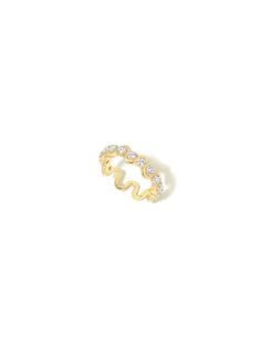 a yellow gold ring with diamonds on it