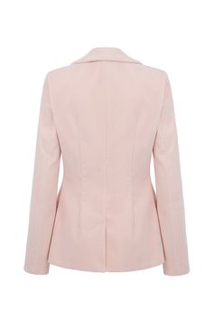 Brooklyn is a beautiful single breasted blazer, cut from a stunning blush pink GOTS certified sustainable organic cotton velvet. The cloth is woven with a touch of elastane for the most comfortable fit, and as an additional touch, is fully lined in silk satin. With a sculpted, waist defining fit, this is the perfect jacket to take you from day through to evening. The jacket is finished with jet pockets and flat self covered buttons. Wear with our coordinating Brooklyn Trousers and Tuxedo Waistco