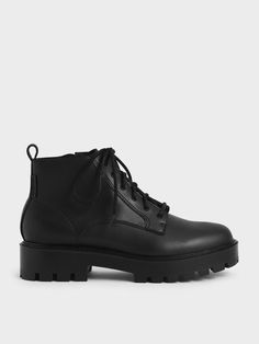 Lace-Up Chunky Ankle Boots, Black, hi-res Lace Up Boots Outfit Men, Black Lace Up Boots Outfit, Lace Up Boots Outfit, Lace Up Boot Outfit, Black Penny Loafers, Black Lace Boots, Slouchy Hobo Bag, Boots Outfit Men, Chunky Ankle Boots