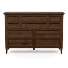 the chest of drawers is made out of wood and has six drawers, one with two doors