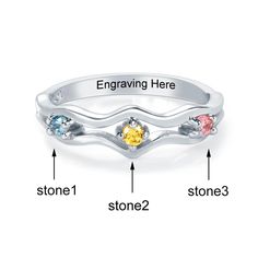 👩‍👧‍👧 Celebrate Motherhood with a Custom 3-Birthstone Ring 👩‍👧‍👧 Three-stone Round Promise Ring, Three Stone Promise Ring, Anniversary White Gold Multi-stone Topaz Ring, White Gold Three Stone Topaz Ring As A Gift, Multicolor Promise Ring With Prong Setting, White Sterling Silver Birthstone Ring With Three Stones, Anniversary Silver Stackable Rings With Accent Stones, Silver Stackable Anniversary Rings With Accent Stones, Silver Stackable Rings With Accent Stones For Anniversary