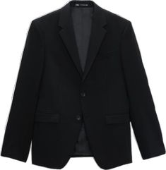 Zara Classic Outerwear With Button Cuffs, Formal Black Blazer With Button Cuffs, Winter Formal Solid Color Blazer, Classic Winter Suits With Button Cuffs, Classic Black Fall Suit, Zara Single Breasted Formal Blazer, Zara Formal Long Sleeve Blazer, Zara Single Breasted Blazer For Formal Occasions, Zara Formal Single-breasted Blazer