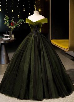 Off Shoulder Party Dress, Prom Dresses Off The Shoulder, Off Shoulder Evening Dress, Green Evening Dress, Party Dress Sale, Floor Length Prom Dresses, Lace Bodice, Evening Party Dress, Evening Dresses Prom