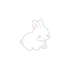 a drawing of a white rabbit on a white background