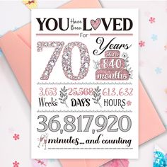 a greeting card with the words you have loved for 70 years and twenty minutes to go