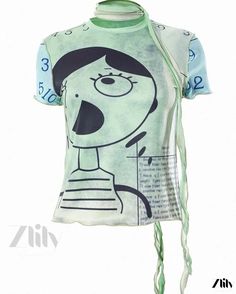 Zlily – Quirky Cartoon Character Print Slim Fit Short Sleeve Shirt Comic Pattern, Funny Cartoon Characters, Bodysuits And Jeans, Streetwear Tshirt, Slim Fit Shorts, Funny Cartoon, Top Women, Art Clothes, Dream Clothes