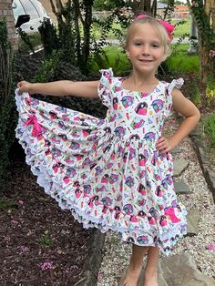 Lace and ruffle school days twirl dress. Soft lace and ruffle bottom, accent bows, huge twirl, double lined bodice, soft and stretchy material Play Clothes, Lafayette La, Twirl Dress, Dress Costume, Fancy Dress Costumes, School Days, Stretchy Material, Fancy Dress, Bodice