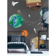 the outer planets wall decals in this kids's room are great for space themed walls