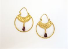 Stunning Hellenic gold plated hoops with a gemstone drop (PB-2167-ER)  Earrings Sterling silver handcrafted jewellery. 925 pure silver jewellery. Handmade in India Gold Garnet Teardrop Earrings, Gold Teardrop Garnet Earrings, Gold Teardrop Hoop Earrings With Birthstone, Medieval Jewelry, Upcycled Jewelry, Color Stone, Fantasy Jewelry, Jewelry Inspo, Gold Plated Sterling Silver