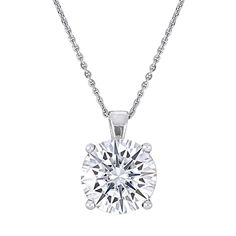 "Add a stunning finishing touch to your evening attire with this Stella Grace lab-created moissanite solitaire pendant necklace. Add a stunning finishing touch to your evening attire with this Stella Grace lab-created moissanite solitaire pendant necklace. Chain type: Singapore Chain length: 17 in. Clasp: spring-ring Metal: 14k white gold Plating: rhodium Finish: polished Packaging: boxed STONE DETAILS Stone type: lab-created moissanite Total weight: 4 ct. Center stone size: 10 mm x 10 mm Shape: Formal 14k White Gold Round Pendant, Platinum Pendant Jewelry For Formal Occasions, Classic Formal Diamond White Necklaces, Classic Formal Diamond White Necklace, Classic Diamond White Necklaces For Formal Occasions, Classic Diamond White Necklace For Formal Occasions, Exquisite Platinum Diamond Necklace, Formal Necklace With Single Cut Diamonds, Exquisite Platinum Diamond Necklace Vvs Clarity