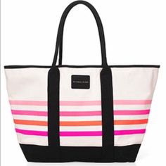 In Online Package Plaid Tote Bag, Victoria Secret Tote Bags, Striped Bags, Cute Handbags, Travel Tote Bag, Pink Tote, Victoria Secrets, Victoria Secret Bags, Black Tote