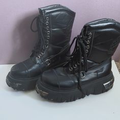 Super Super Rare Rare Goth Anarchic Tuk Combat Boots Sz-8 Men These Are Heavy 6lbs They Are Chunky. All Man Made Vegan Boots. Super Cute And Look Better In Person. Wore One Halloween Back In 2002 The Details Are Amazing And Love The Metal Accents. Emo Leather Boots For Streetwear, Emo Leather Boots With Round Toe, Emo Style Leather Boots With Round Toe, Emo Leather Moto Boots, Black Leather Emo Moto Boots, Emo Leather Platform Moto Boots, Emo Style Black Leather Moto Boots, Emo Leather Moto Boots For Streetwear, High-top Emo Boots For Streetwear