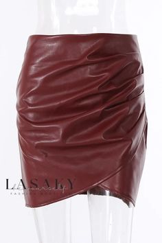 Lasaky - Womens Asymmetrical Pleated Half-Skirt in PU Leather Pu Skirt, Streetwear Dress, Pu Leather Skirt, Night Club Outfits, Tulip Skirt, Woman Wine, Wrap Around Skirt, Half Skirt, Bodycon Skirt