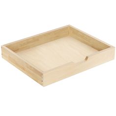 an empty wooden tray on a white background