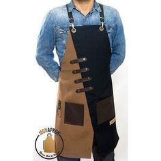 a man wearing an apron with multiple pockets