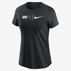 It's your game. Show it the love it deserves in this classic Nike golf tee. Nike Black T-shirt For Sports Season, Nike Black Tops With Team Logo, Black Nike Top With Team Logo, Black Graphic Tee With Team Logo, Nike Black Fan Apparel T-shirt, Nike Black T-shirt With Team Logo, Black T-shirt With Branding For Sports Season, Nike Short Sleeve T-shirt With Branding, Black Branded Sports T-shirt