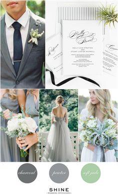 the color scheme for this wedding is gray and white