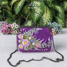 Hello! Welcome to my store! Wish you have a satisfying purchase！ When you have to think of a beautiful, meaningful, impressive gift for your lover, mother or friends then this will be the perfect choice for you! ⭐Don't hesitate to contact us if you have any questions! Thank you *Kiss Lock Handbag ⭐The bag is handmade, each stage is meticulously cared for by skilled craftsmen. ⭐The bag is embroidered with very prominent, strange and beautiful ribbons. ⭐The bag is made of velvet fabric +The inner Purple Embroidered Bag For Gift, Handmade Purple Bags For Gifts, Handmade Purple Bags As Gifts, Embroidered Purple Shoulder Bag For Daily Use, Purple Embroidered Shoulder Bag For Daily Use, Handmade Purple Shoulder Bag For Evening, Purple Embroidered Rectangular Shoulder Bag, Handmade Purple Evening Bag, Purple Velvet