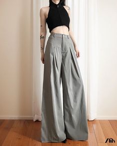 Zlily - Solid Color Loose Fit Casual High-Waisted Wide-Leg Pants in Trendy Fashion Dressmaking, Leg Pants, Wide Leg Pants, Trendy Fashion, High Waist, Wide Leg, Loose Fitting, Solid Color, High Waisted