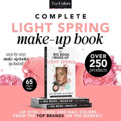 The most invaluable tool for make-up lovers & make-up artists!  🌸✨ The Light Spring Big Book of Make-up - Your Ultimate All-in-One Beauty Companion 🌸✨  Don't buy another make-up product without this guide! Elevate your makeup routine with the 65-page Light Spring Makeup Guide, designed specifically for your delicate, fresh, and glowing palette. Featuring *over 250 carefully curated beauty products*, this guide helps you find the perfect shades to complement your Light Spring complexion. Whethe Spring Complexion, Light Spring Makeup, Spring Eyeshadow, Beautiful Nail Polish, Seasonal Color Analysis, Eyeshadow Eyeliner, Makeup Guide, Blush Highlighter, Spring Makeup