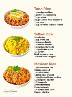 the ingredients for mexican rice in bowls