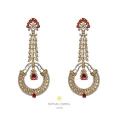 Statement chandelier earrings with cubic zirconia diamonds and ruby coloured  faux gemstone large 3.25 inches ( approx) chandelier earrings with cubic zirconia diamonds and faux ruby with rhodium polish.  An attractive showstopper chandelier earrings to complement your formal outfits. Ratnali mix metal jewellery is handset with precision by skilled craftsmen using high grade created gems. Ratnali jewels are curated with you in mind with the utmost care and eye to detail. You will find your Ratnali jewellery beautifully packed which is suitable as a gift or storage box. Only one in stock. Get it before its gone Follow us on Instagram for daily jewellery inspiration https://www.instagram.com/ratnalijewels/ Red Diamond Earrings For Party, Dazzling Gold Diamond Chandelier Earrings, Red Diamond Party Earrings, Red Diamond Drop Earrings, Elegant Diamond Dangle Chandelier Earrings, Elegant Diamond Chandelier Dangle Earrings, Hand-set Diamond Chandelier Earrings, Hand Set Diamond Chandelier Earrings, Gold Chandelier Earrings With 17 Diamonds