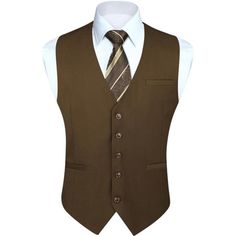 -Mens Suit Vestshigh Quality Material, The Material Of Vest Is Soft And Lightweight. No Fading, No Distortion, Anti-Wrinkle, And Quick Dry.8 Optional Sizes; The Back Adjustable Waistcoat Offers A More Accurate Fit, Makes You Stand Out In The Crowd And Look Eye-Catching And Handsome. -Vest Designbusiness Vest Is Designed With Classic Solid Color, V-Neck, 5-Buttons Closure And 1 Real Pocket On The Front,2 Real Side Pockets. These Vest Sizes Are Not The Same As Us Size. -Occasionthis Suit Vest Suit Brown Semi-formal Suits For Spring, Slim Fit Brown Outerwear For Work, Brown Slim Fit Outerwear For Work, Elegant Brown Business Vest, Fitted Beige Business Vest, Elegant Brown Vest With Notch Lapel, Fitted Beige Vest For Business, Elegant Brown Notch Lapel Vest, Elegant Brown Vest Outerwear