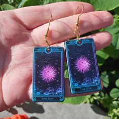 Tarot Card The Sun Earrings Shoulder Duster Earrings, Lavender Earrings, Sun Earrings, Floral Studs, Gold Feathers, Spike Earrings, Chiffon Flowers, Fall Earrings, Turquoise Howlite